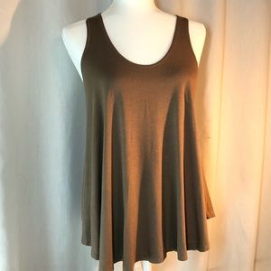 Flowy cotton blend tank tan/ green